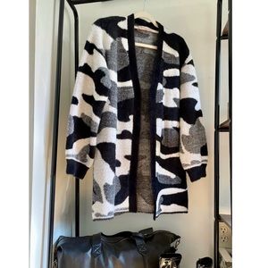 L B&W Camo Philosophy Cardigan